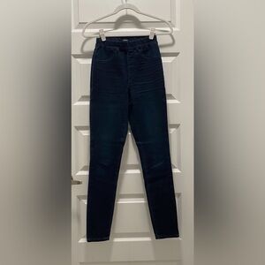 Express Dark Blue Denim Jeggings Leggings High Rise Small 0 2 4 Long new